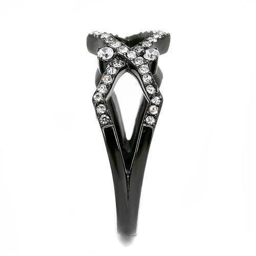 TK3165 - IP Black(Ion Plating) Stainless Steel Ring with AAA Grade CZ in Clear - Alamode - Flyclothing LLC