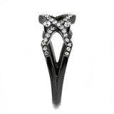 TK3165 - IP Black(Ion Plating) Stainless Steel Ring with AAA Grade CZ  in Clear