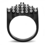TK3167 - IP Black(Ion Plating) Stainless Steel Ring with Top Grade Crystal in Clear - Alamode - Flyclothing LLC