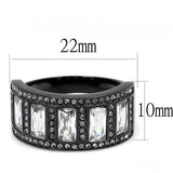 TK3168 - IP Black(Ion Plating) Stainless Steel Ring with AAA Grade CZ  in Clear - Alamode