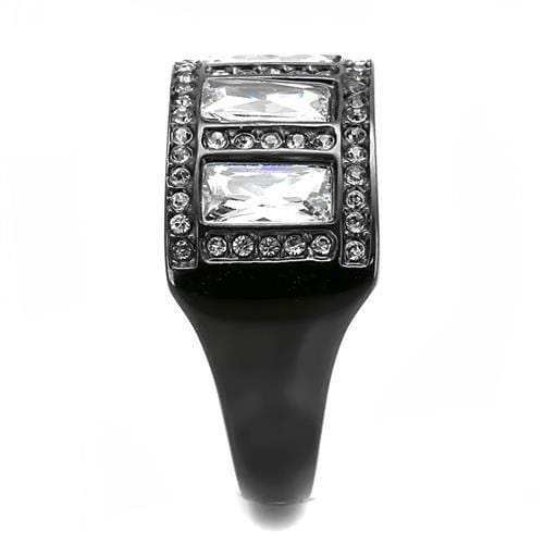 TK3168 - IP Black(Ion Plating) Stainless Steel Ring with AAA Grade CZ in Clear - Alamode - Flyclothing LLC