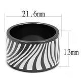 TK3171 - IP Light Black  (IP Gun) Stainless Steel Ring with Epoxy  in White - Alamode
