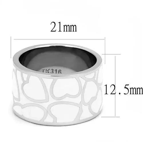 TK3172 - High polished (no plating) Stainless Steel Ring with Epoxy in White - Alamode - Flyclothing LLC