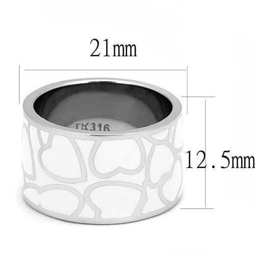 TK3172 - High polished (no plating) Stainless Steel Ring with Epoxy in White - Alamode - Flyclothing LLC
