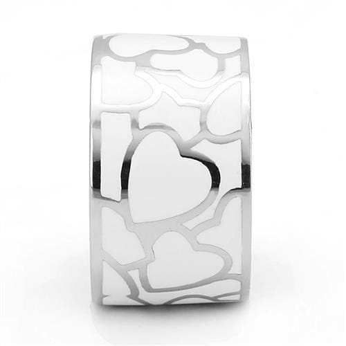 TK3172 - High polished (no plating) Stainless Steel Ring with Epoxy in White - Alamode - Flyclothing LLC