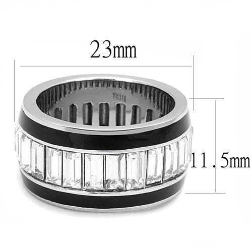 TK3173 - High polished (no plating) Stainless Steel Ring with Top Grade Crystal in Clear - Alamode - Flyclothing LLC