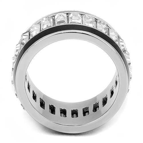 TK3173 - High polished (no plating) Stainless Steel Ring with Top Grade Crystal in Clear - Alamode - Flyclothing LLC