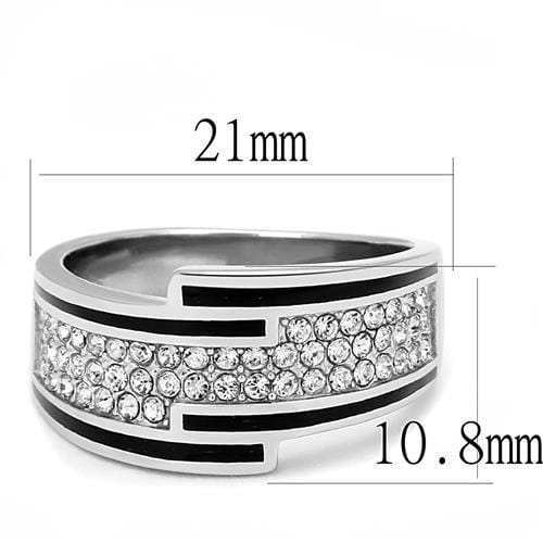 TK3174 - High polished (no plating) Stainless Steel Ring with Top Grade Crystal in Clear - Alamode - Flyclothing LLC