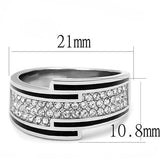 TK3174 - High polished (no plating) Stainless Steel Ring with Top Grade Crystal  in Clear
