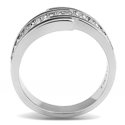 TK3174 - High polished (no plating) Stainless Steel Ring with Top Grade Crystal in Clear - Alamode - Flyclothing LLC