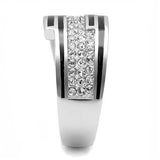 TK3174 - High polished (no plating) Stainless Steel Ring with Top Grade Crystal  in Clear - Alamode