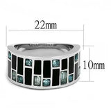 TK3175 - High polished (no plating) Stainless Steel Ring with Synthetic Synthetic Glass in Sea Blue - Alamode - Flyclothing LLC