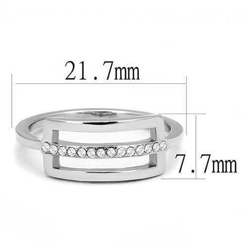 TK3177 - High polished (no plating) Stainless Steel Ring with AAA Grade CZ in Clear - Alamode - Flyclothing LLC