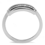 TK3177 - High polished (no plating) Stainless Steel Ring with AAA Grade CZ  in Clear - Alamode