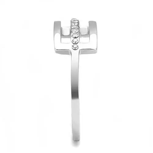 TK3177 - High polished (no plating) Stainless Steel Ring with AAA Grade CZ in Clear - Alamode - Flyclothing LLC