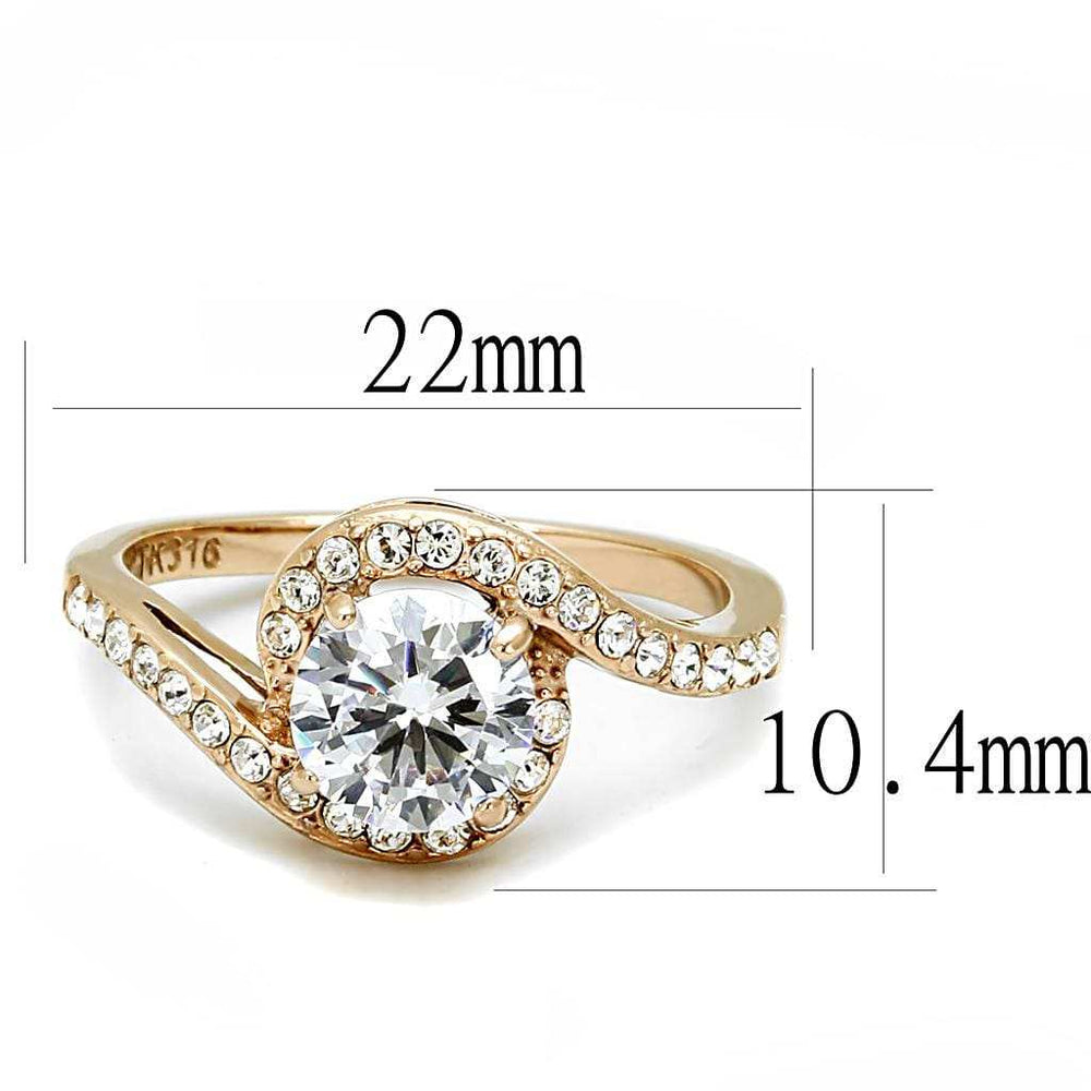 TK3178 - IP Rose Gold(Ion Plating) Stainless Steel Ring with AAA Grade CZ in Clear - Alamode - Flyclothing LLC