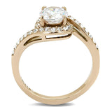 TK3178 - IP Rose Gold(Ion Plating) Stainless Steel Ring with AAA Grade CZ  in Clear - Alamode
