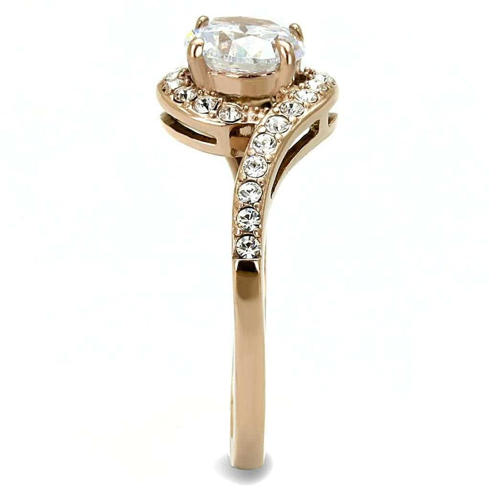 TK3178 - IP Rose Gold(Ion Plating) Stainless Steel Ring with AAA Grade CZ in Clear - Alamode - Flyclothing LLC