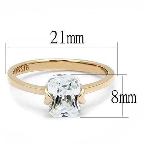 TK3179 - IP Rose Gold(Ion Plating) Stainless Steel Ring with AAA Grade CZ in Clear - Alamode - Flyclothing LLC