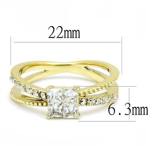 TK3181 - IP Gold(Ion Plating) Stainless Steel Ring with AAA Grade CZ in Clear - Alamode - Flyclothing LLC
