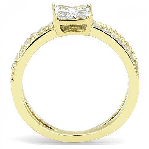 TK3181 - IP Gold(Ion Plating) Stainless Steel Ring with AAA Grade CZ in Clear - Alamode - Flyclothing LLC