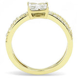 TK3181 - IP Gold(Ion Plating) Stainless Steel Ring with AAA Grade CZ  in Clear - Alamode