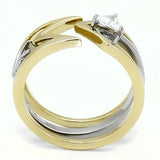 TK3183 - Two-Tone IP Gold (Ion Plating) Stainless Steel Ring with AAA Grade CZ  in Clear