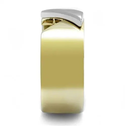 TK3184 - Two-Tone IP Gold (Ion Plating) Stainless Steel Ring with No Stone - Alamode - Flyclothing LLC