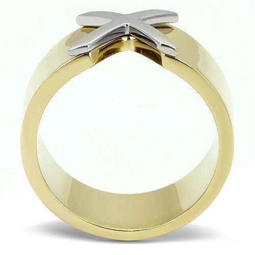 TK3185 - Two-Tone IP Gold (Ion Plating) Stainless Steel Ring with No Stone - Alamode - Flyclothing LLC