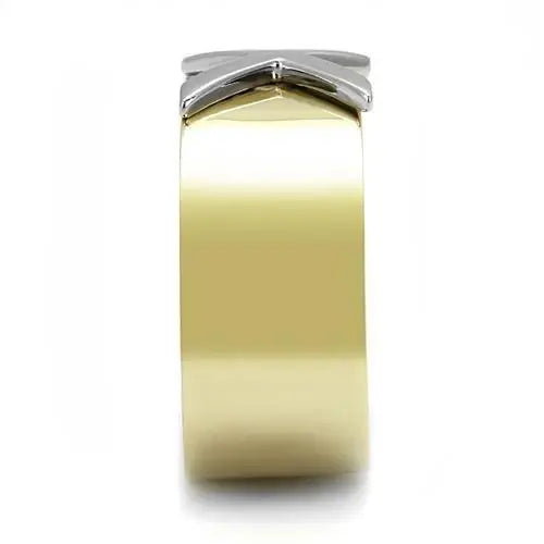 TK3185 - Two-Tone IP Gold (Ion Plating) Stainless Steel Ring with No Stone - Alamode - Flyclothing LLC