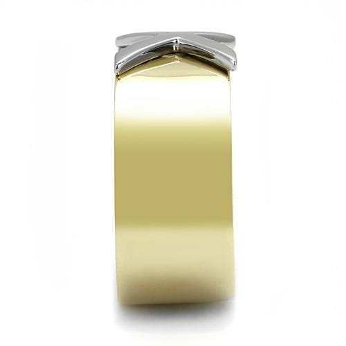 TK3185 - Two-Tone IP Gold (Ion Plating) Stainless Steel Ring with No Stone - Alamode - Flyclothing LLC
