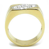 TK3186 - Two-Tone IP Gold (Ion Plating) Stainless Steel Ring with Top Grade Crystal  in Clear - Alamode