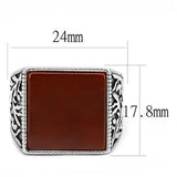 TK3189 - High polished (no plating) Stainless Steel Ring with Semi-Precious Agate in Siam - Alamode - Flyclothing LLC