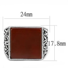 TK3189 - High polished (no plating) Stainless Steel Ring with Semi-Precious Agate in Siam