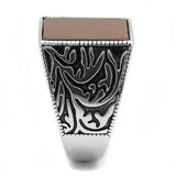 TK3189 - High polished (no plating) Stainless Steel Ring with Semi-Precious Agate in Siam - Alamode