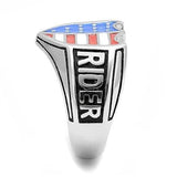 TK3192 - High polished (no plating) Stainless Steel Ring with Epoxy  in Multi Color - Alamode