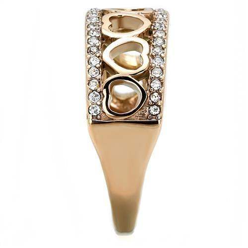 TK3194 - IP Rose Gold(Ion Plating) Stainless Steel Ring with Top Grade Crystal in Clear - Alamode - Flyclothing LLC
