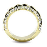TK3196 - IP Gold(Ion Plating) Stainless Steel Ring with Top Grade Crystal  in Clear - Alamode