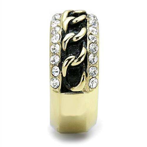 TK3196 - IP Gold(Ion Plating) Stainless Steel Ring with Top Grade Crystal in Clear - Alamode - Flyclothing LLC