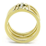 TK3198 - IP Gold(Ion Plating) Stainless Steel Ring with Top Grade Crystal in Clear - Alamode - Flyclothing LLC