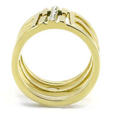 TK3198 - IP Gold(Ion Plating) Stainless Steel Ring with Top Grade Crystal  in Clear - Alamode