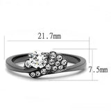 TK3203 - IP Light Black  (IP Gun) Stainless Steel Ring with AAA Grade CZ  in Clear - Alamode