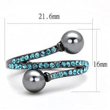 TK3204 - IP Light Black (IP Gun) Stainless Steel Ring with Synthetic Pearl in Gray - Alamode - Flyclothing LLC
