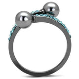 TK3204 - IP Light Black (IP Gun) Stainless Steel Ring with Synthetic Pearl in Gray - Alamode - Flyclothing LLC