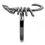 TK3205 - IP Light Black  (IP Gun) Stainless Steel Ring with Top Grade Crystal  in Sapphire - Alamode
