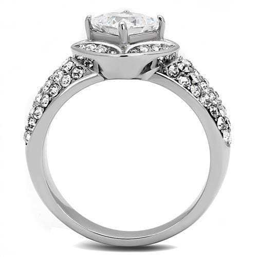 TK3206 - High polished (no plating) Stainless Steel Ring with AAA Grade CZ in Clear - Alamode - Flyclothing LLC