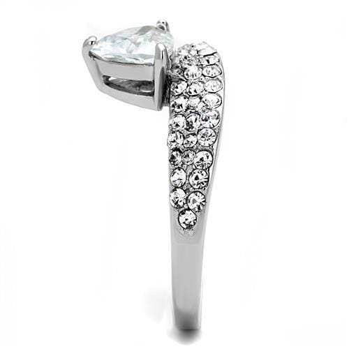 TK3207 - High polished (no plating) Stainless Steel Ring with AAA Grade CZ in Clear - Alamode - Flyclothing LLC