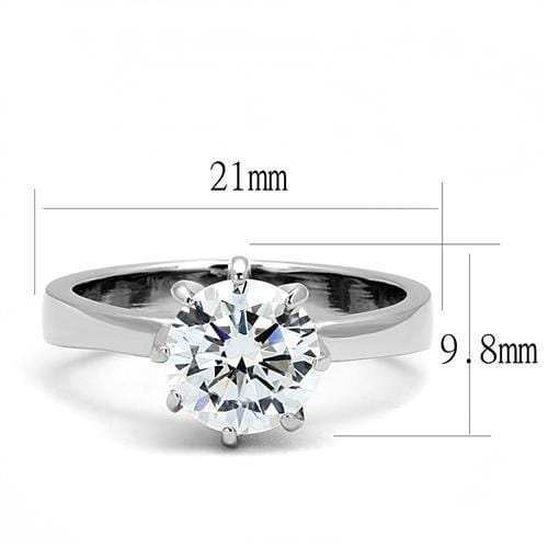 TK3208 - High polished (no plating) Stainless Steel Ring with AAA Grade CZ in Clear - Alamode - Flyclothing LLC