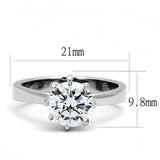 TK3208 - High polished (no plating) Stainless Steel Ring with AAA Grade CZ  in Clear - Alamode