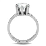 TK3208 - High polished (no plating) Stainless Steel Ring with AAA Grade CZ in Clear - Alamode - Flyclothing LLC